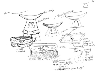Page from Rita's sketchbook showing designs for a font