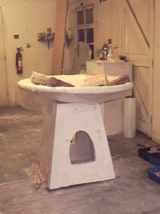 shows font out of mould in studio