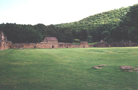shows the view across the great cloister