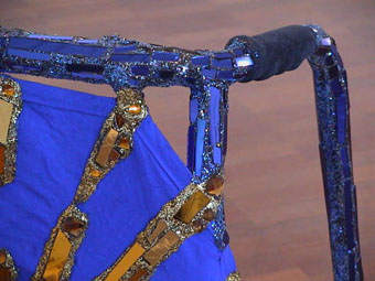 Close up of handle of frame