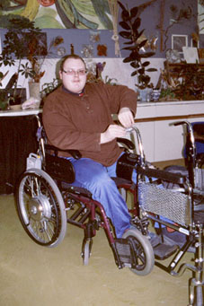Ashleigh Slater working on the bondage wheelchair design