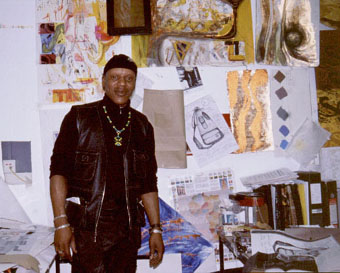 Student with his designs