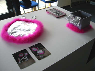 Mavis Ridley's disco cushion and clubbing bag