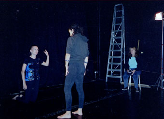 Photo of Ju Gosing and Layla Smith being filmed by Janet Tovey