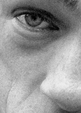Black and white close-up of Mat Fraser