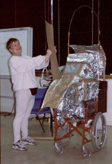 Mary at work on the bluebird wheelchair design