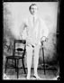 Edwardian photo of prosthetic user with prosthesis removed from the picture