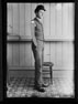 Edwardian photo of prosthetic user with prosthesis removed from the picture