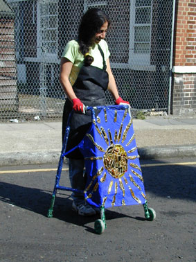 Photo of the zimmer frame in use