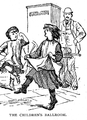 Cartoon of children folk dancing in the street, titled The Children's Ballroom