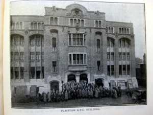 Photograph of the Plaistow YMCA in a book.