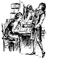 Black and white illustration of a schoolgirl carrying a large pile of books in the library