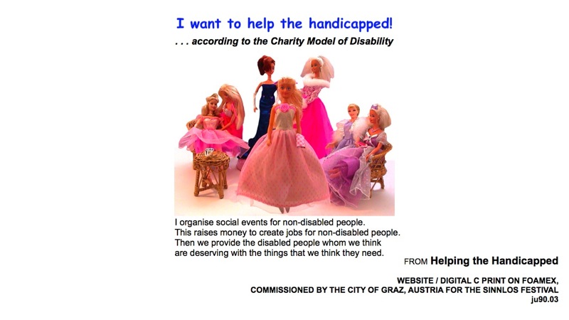Screengrab of slide showing the Charity Model from Helping the Handicapped