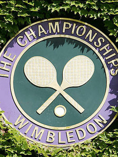 Colour photograph of the Wimbledon logo